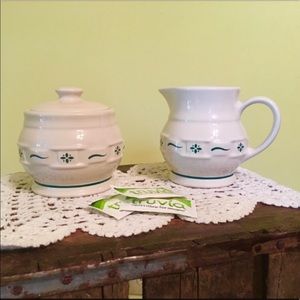 Longaberger Sugar Bowl and Creamer